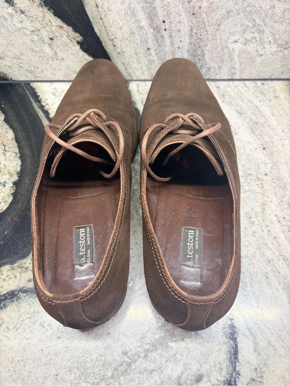 A. Testoni Black Label Brown Suede Derby Shoes UK 8 US 9 Made in Italy
